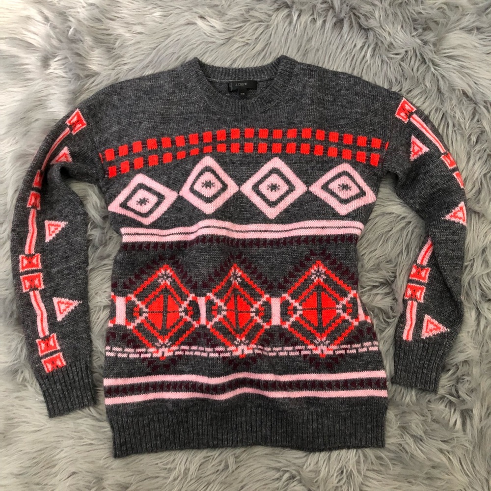 J crew black label wool blend valentines sweater